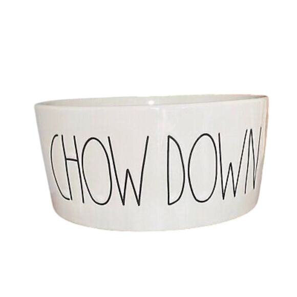 Rae Dunn 6" Dog BowlCHOW DOWN  Food Water Dish - Picture 1 of 5